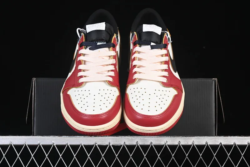 All categories Air Jordan Jordan series basketball shoes Air Jordan 1 Low Air Jordan 1 Low AJ1 Joe 1 UN white and red low-top cultural and casual sneakers HQ6998-600